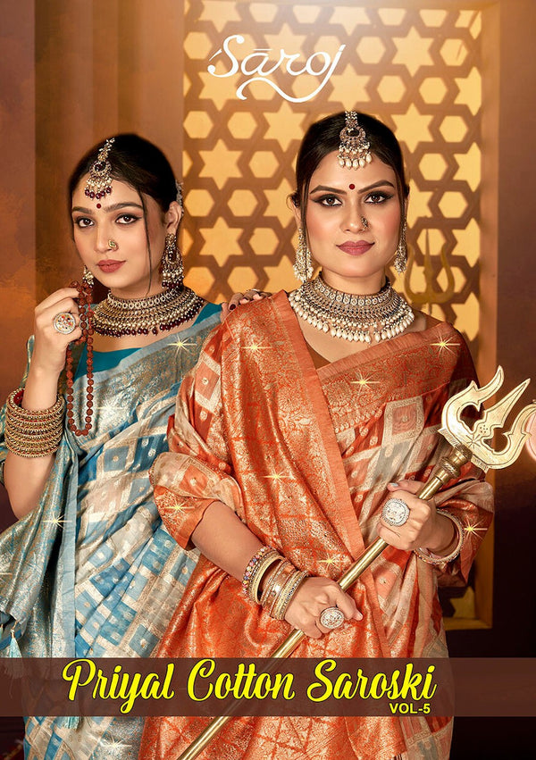 PRIYAL COTTON SAROSKI VOL-5 (6 PCS)