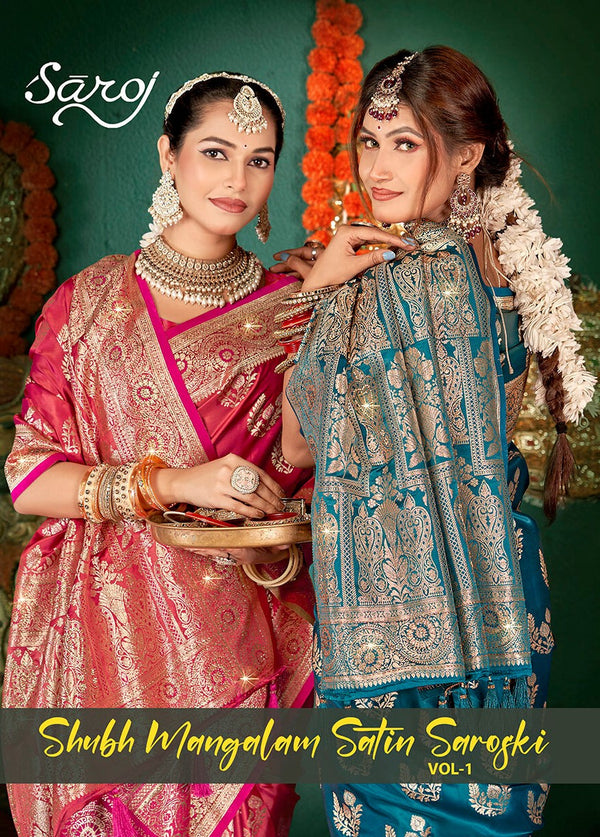 SHUBH MANGALAM SATIN SAROSKI VOL-1 (5 PCS)