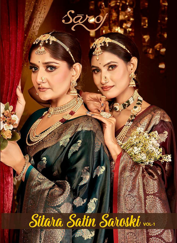 SITARA SATIN SAROSKI VOL-1 (5 PCS)